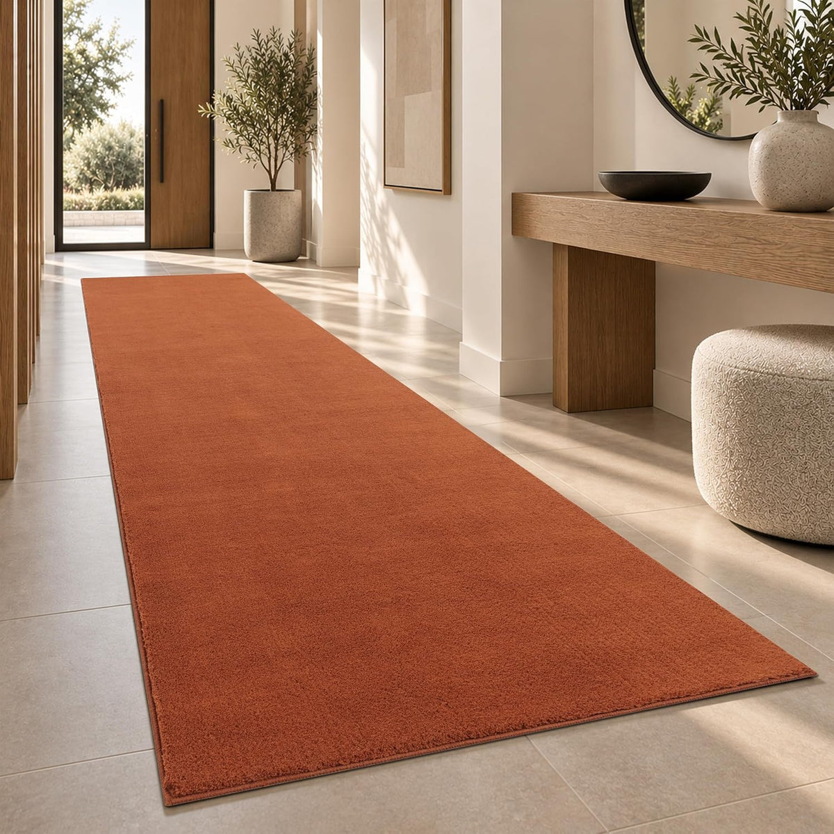 Tapis Salon Chambre Adulte Poils Ras Lavable En Machine Uni Moelleux, Dimension:160X220 Cm, Couleur:Beige Foncé