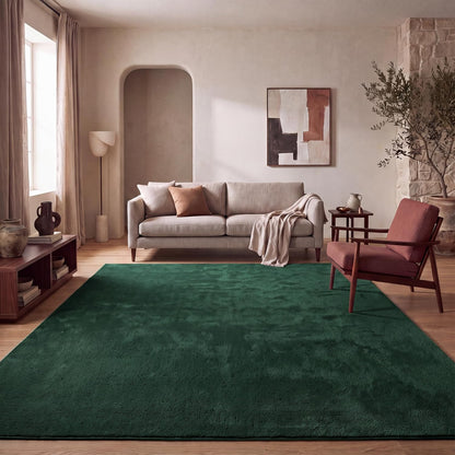 Tapis Salon Chambre Adulte Poils Ras Lavable En Machine Uni Moelleux, Dimension:160X220 Cm, Couleur:Beige Foncé