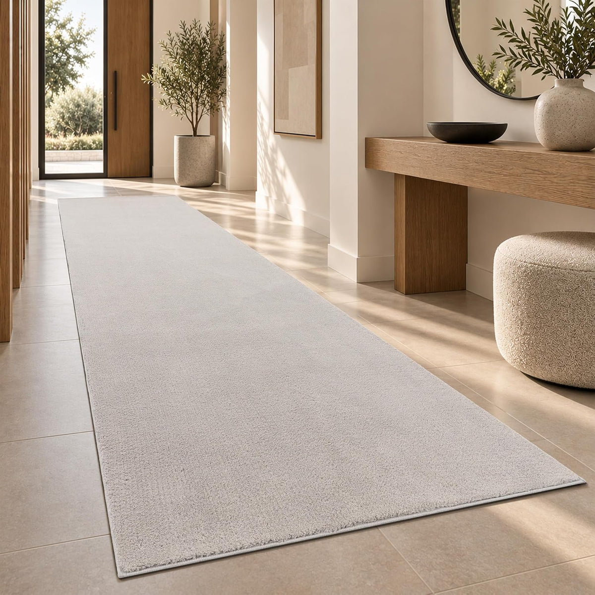 Tapis Salon Chambre Adulte Poils Ras Lavable En Machine Uni Moelleux, Dimension:160X220 Cm, Couleur:Beige Foncé