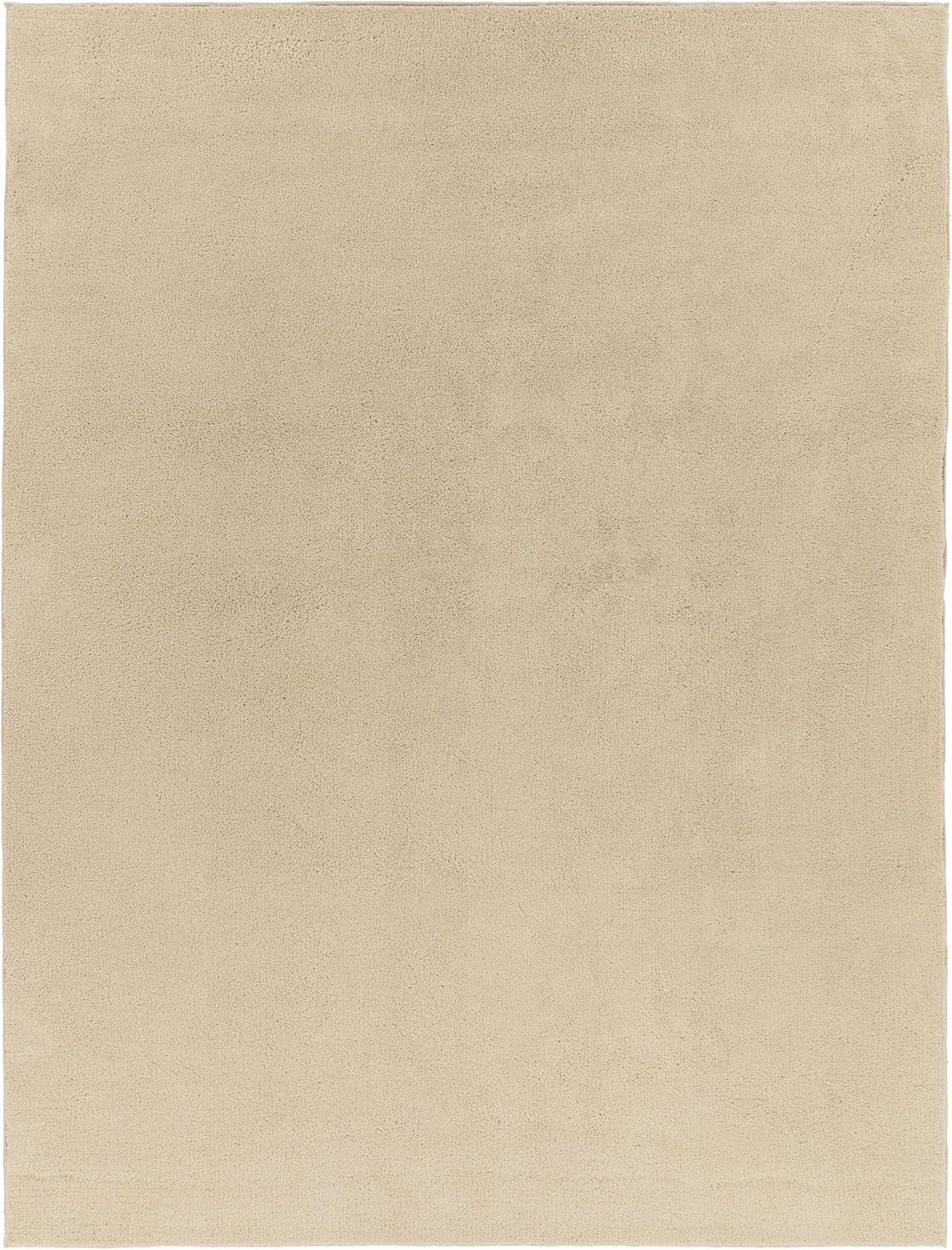 Tapis Salon Chambre Adulte Poils Ras Lavable En Machine Uni Moelleux, Dimension:160X220 Cm, Couleur:Beige Foncé