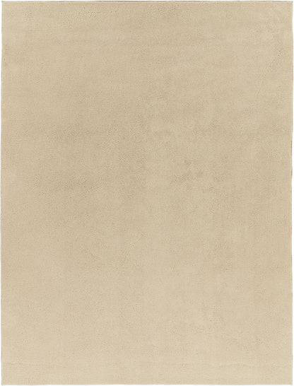 Tapis Salon Chambre Adulte Poils Ras Lavable En Machine Uni Moelleux, Dimension:160X220 Cm, Couleur:Beige Foncé