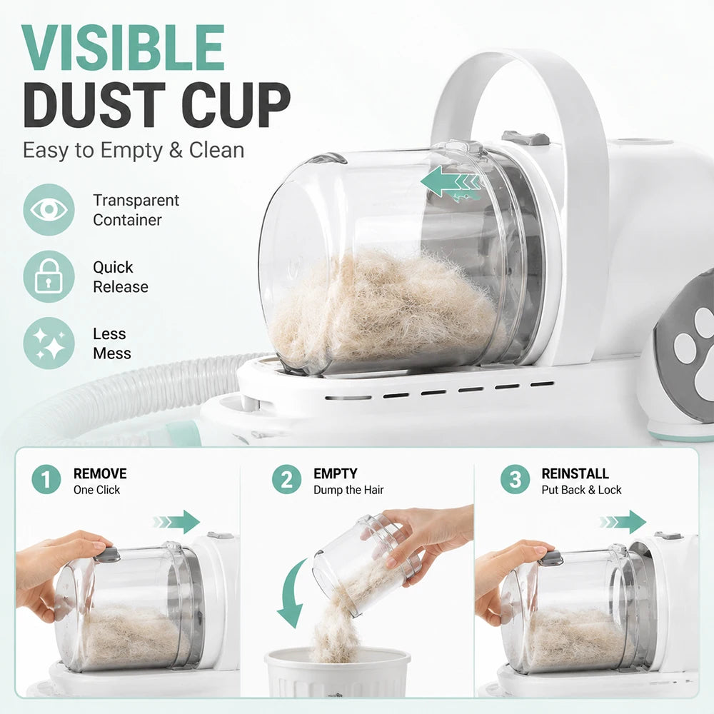 Aspirateur À Poils D'Animaux 7-En-1 Pour Chat Et Chien, Tondeuse Électrique, Machine De Toilettage, De Coupe, De Rasage Et De Nettoyage