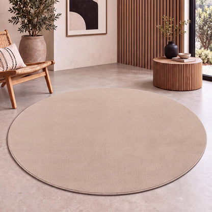 Tapis Salon Chambre Adulte Poils Ras Lavable En Machine Uni Moelleux, Dimension:160X220 Cm, Couleur:Beige Foncé