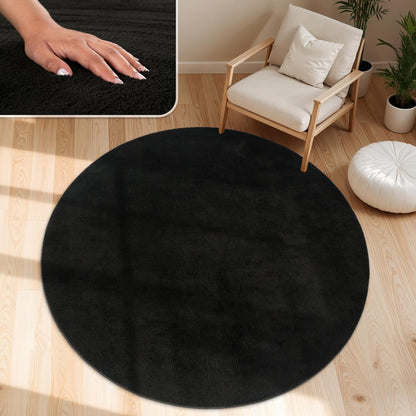 Tapis Velours lavable rond Noir