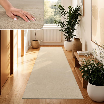 Tapis Velours lavable couloir Beige Foncé