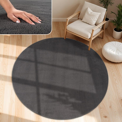 Tapis Velours lavable rond Anthracite
