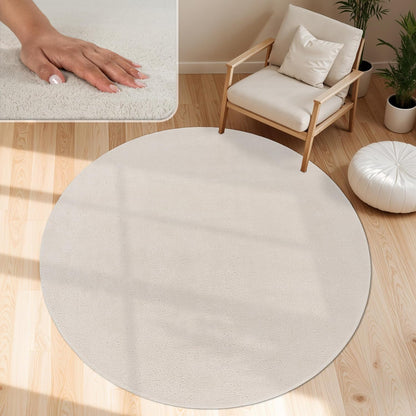 Tapis Velours lavable rond Crème