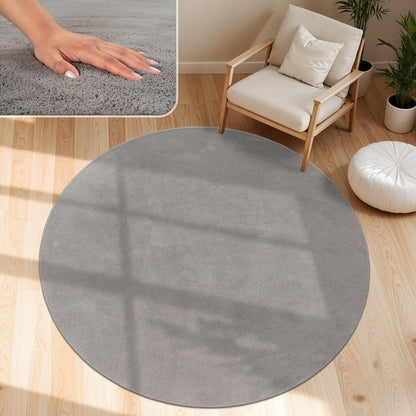 Tapis Velours lavable rond Gris