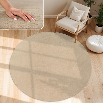 Tapis Velours lavable rond Beige Foncé