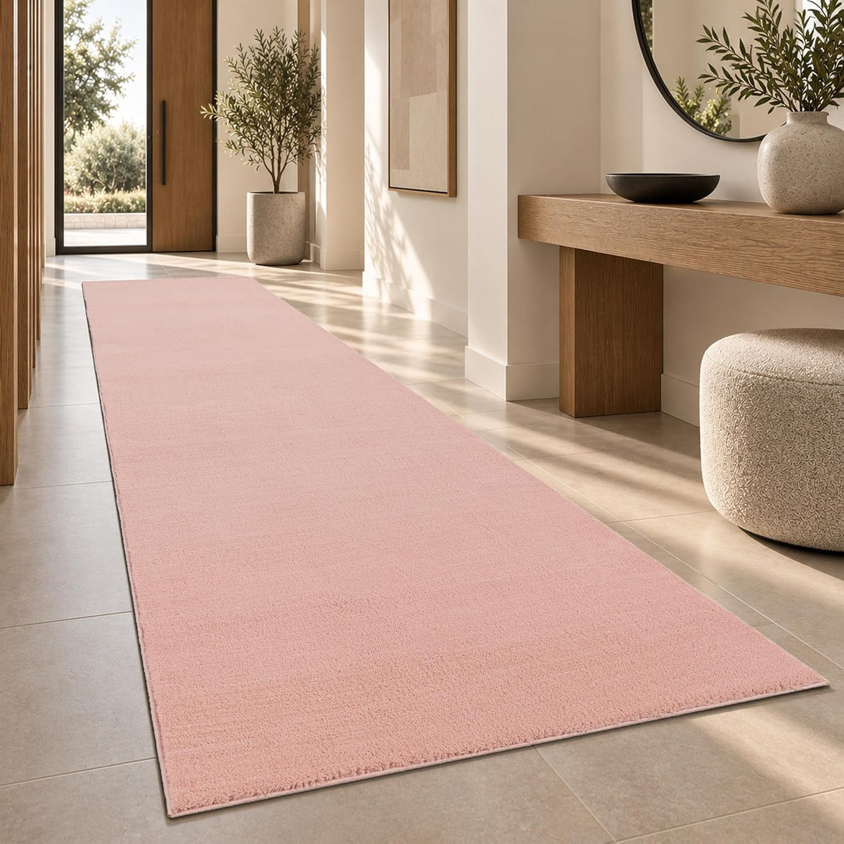 Tapis Salon Chambre Adulte Poils Ras Lavable En Machine Uni Moelleux, Dimension:160X220 Cm, Couleur:Beige Foncé