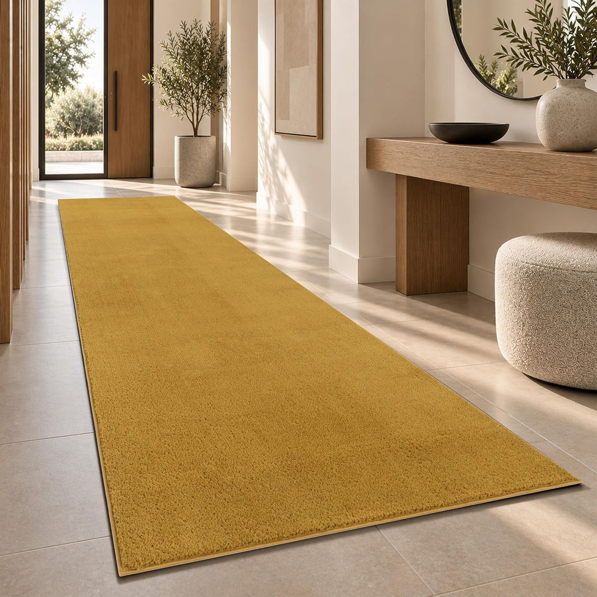 Tapis Salon Chambre Adulte Poils Ras Lavable En Machine Uni Moelleux, Dimension:160X220 Cm, Couleur:Beige Foncé
