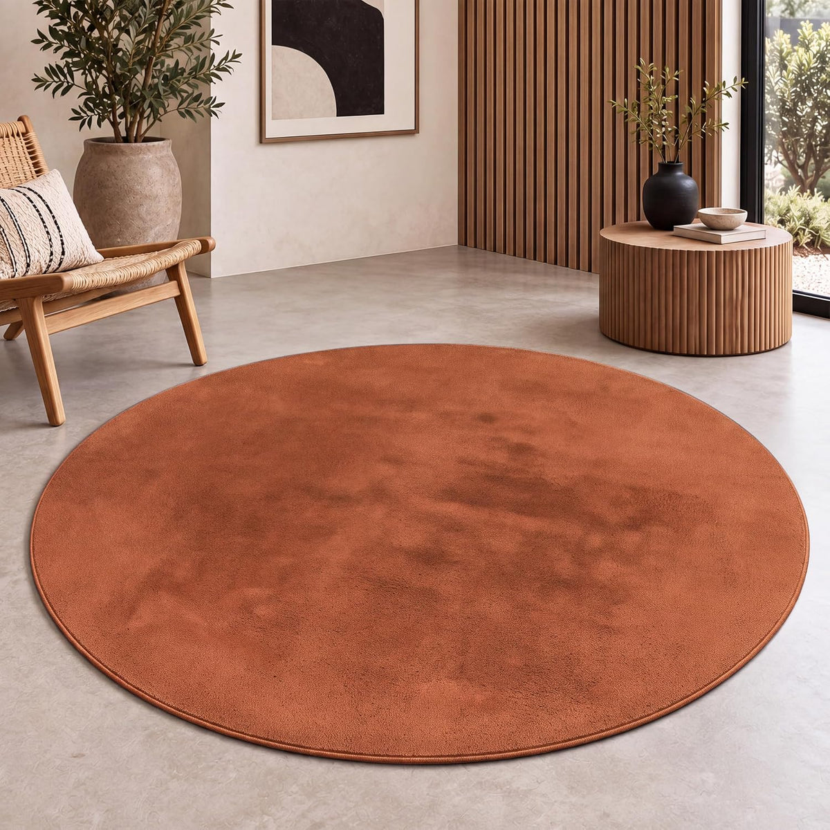 Tapis Salon Chambre Adulte Poils Ras Lavable En Machine Uni Moelleux, Dimension:160X220 Cm, Couleur:Beige Foncé